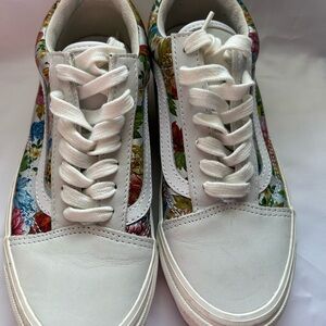 Vans White Floral Women's Sneakers